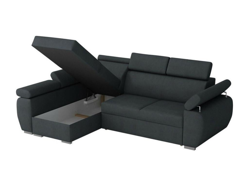 Nidchicshop 132 Grey Corner Sofa with Sleeping Function and Bed Box, 255x170x85cm, 02240BEQZ