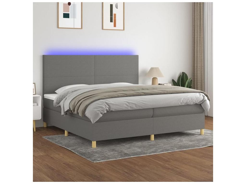 Nidchicshop bed base and mattress with LED lighting, Dark Grey, 200x200 cm, 79398GXNT