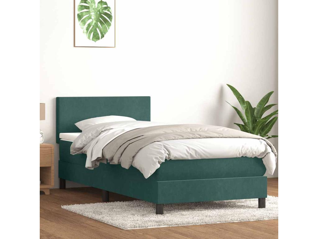 Bohometop bed base and dark green 80x210 cm velvet mattress 24425CVDT