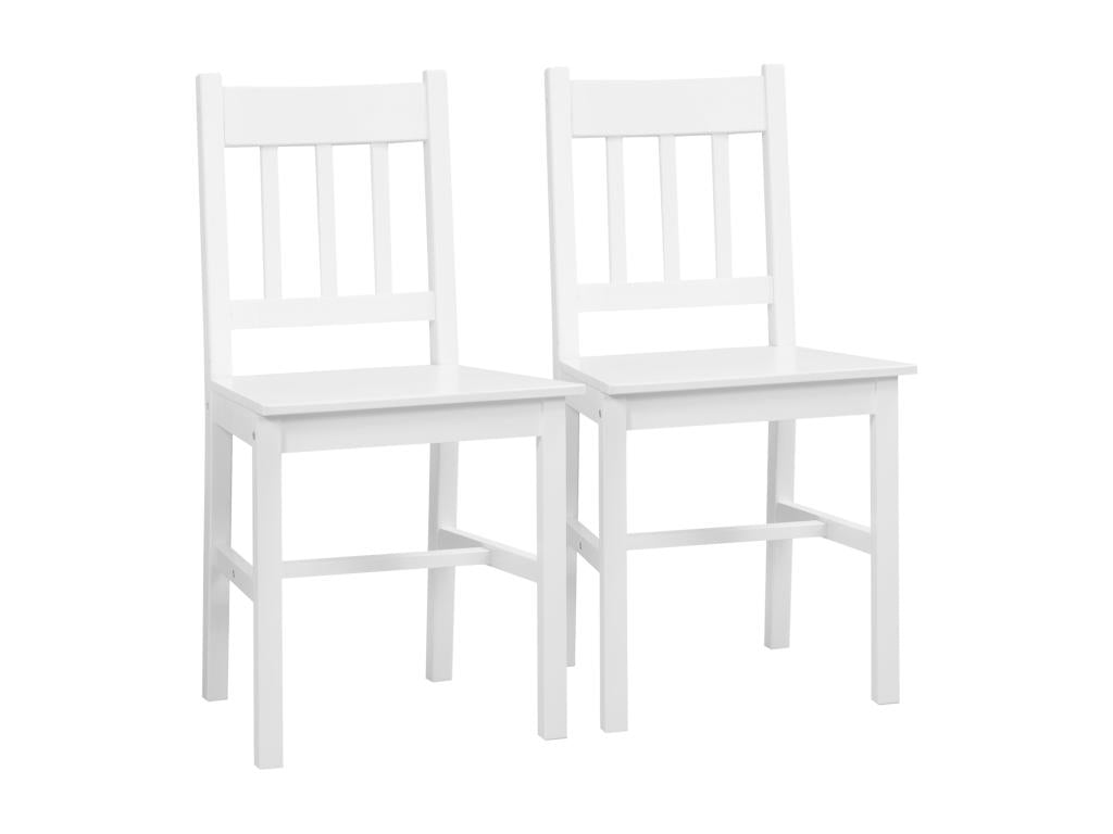 Set of 2 Bohometop country-style dining chairs with openwork backrests in white pine wood 50809WEPN