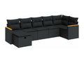 7-piece garden furniture set with cushions, black resin wicker, 64283KSDI