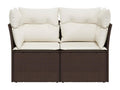 Garden sofa with cushions, 2-seater, brown woven resin, 72949GZNA