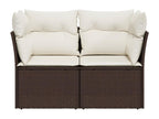 Garden sofa with cushions, 2-seater, brown woven resin, 72949GZNA