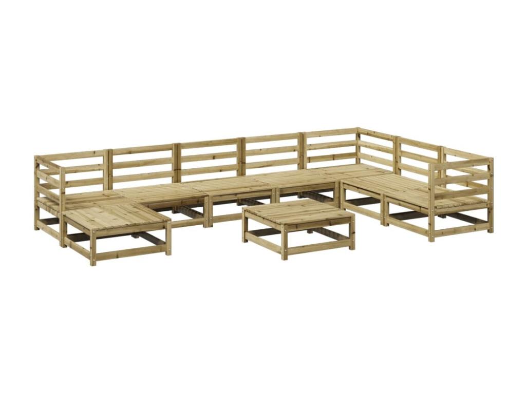 9-piece garden furniture set, impregnated pine wood, 62914GDKD