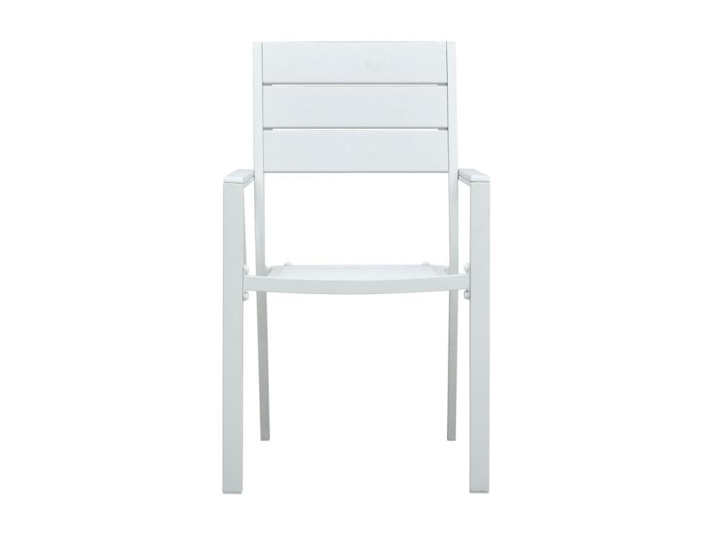Garden chairs, set of 4, white HDPE, wood look, 81116MSQZ