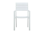 Garden chairs, set of 4, white HDPE, wood look, 81116MSQZ