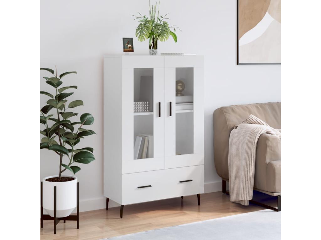 High-gloss white sideboard, 69.5x31x115 cm, engineered wood, 12660LLPX