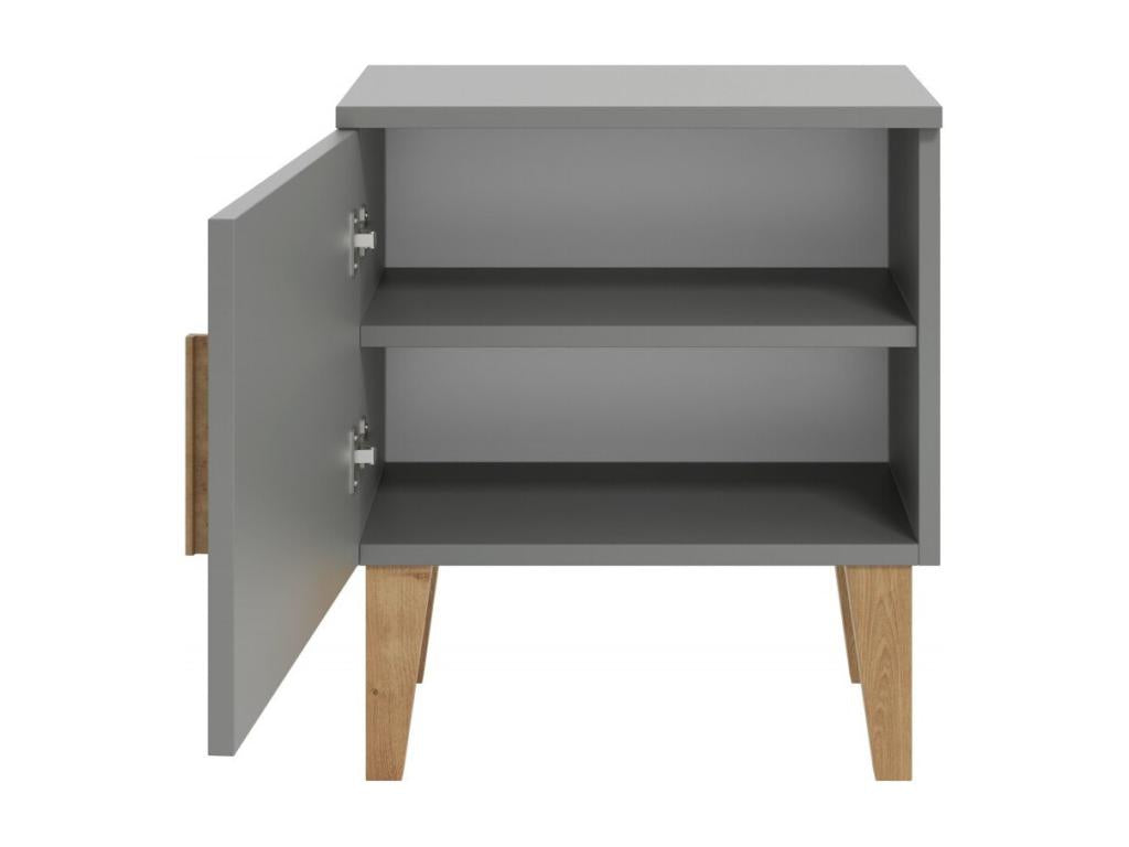 Children's bedside table in grey with oak wood legs Bohometop 40043ZPOG