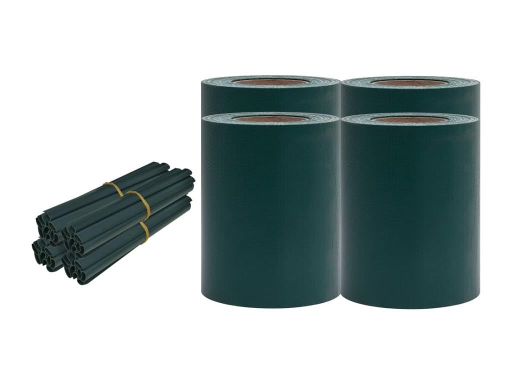 4-piece PVC garden privacy screens, 35x0.19 m, matte green, 15771DXBS