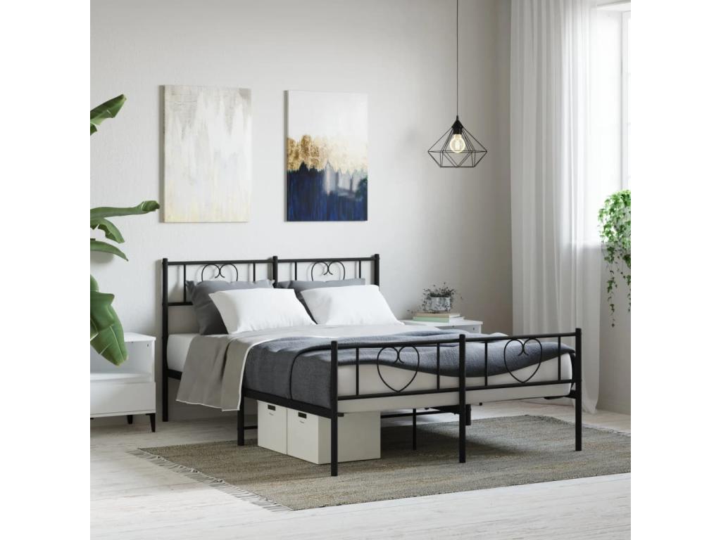 Metal bed frame without mattress, with black bed legs, 120x190cm, 69798JFID