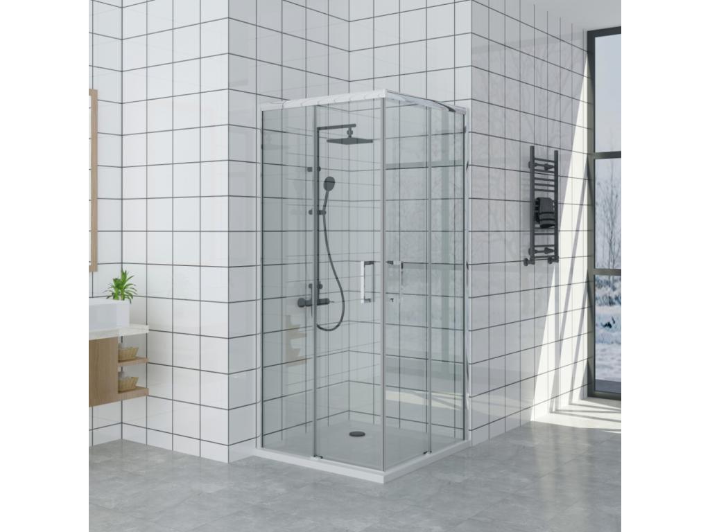 80x80 cm Shower Tray Bohometop Extra Slim White Shower Enclosure 80x80 cm Height 200 cm With Corner Opening 61520FZCA