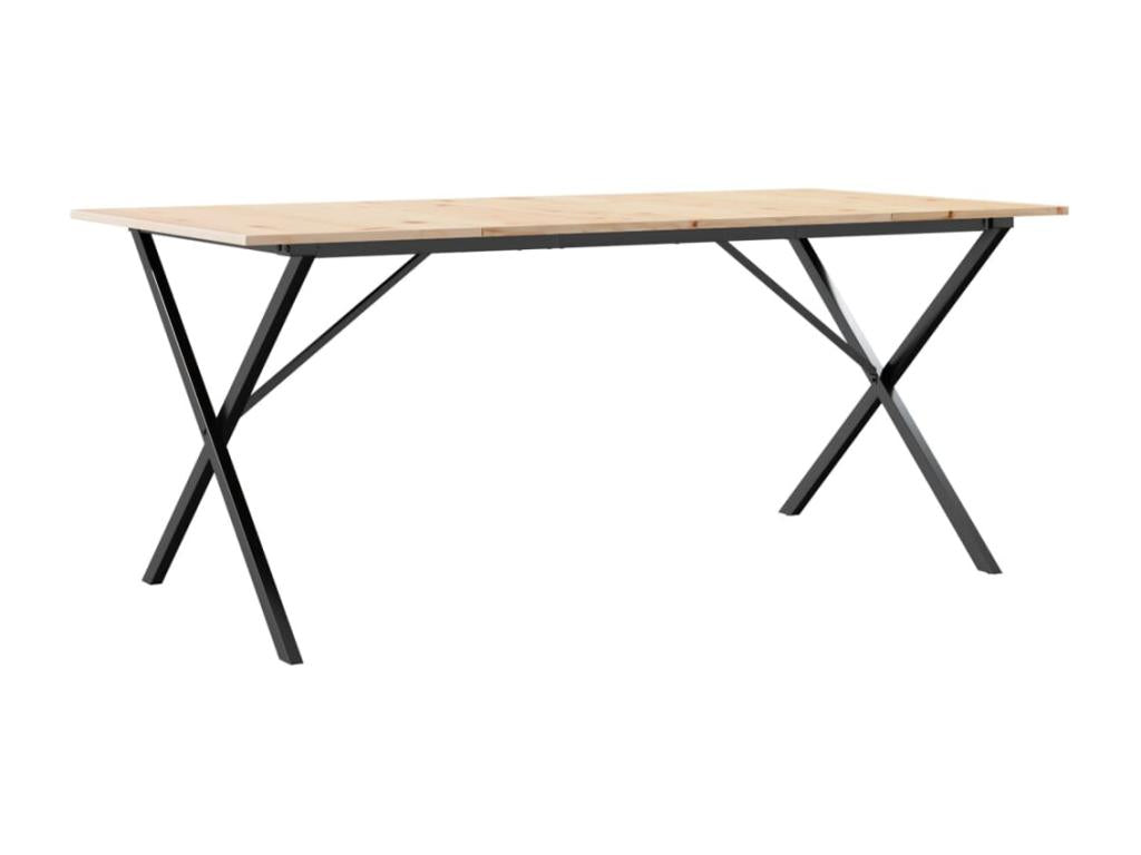 X-frame dining table 180x90x75 cm solid pine wood cast iron 20588FBFF