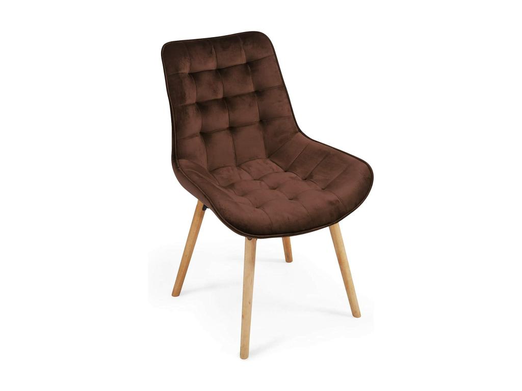 Set of 8 living room/dining room chairs with wooden legs and brown velvet upholstery 01 0000557 89118FFCA