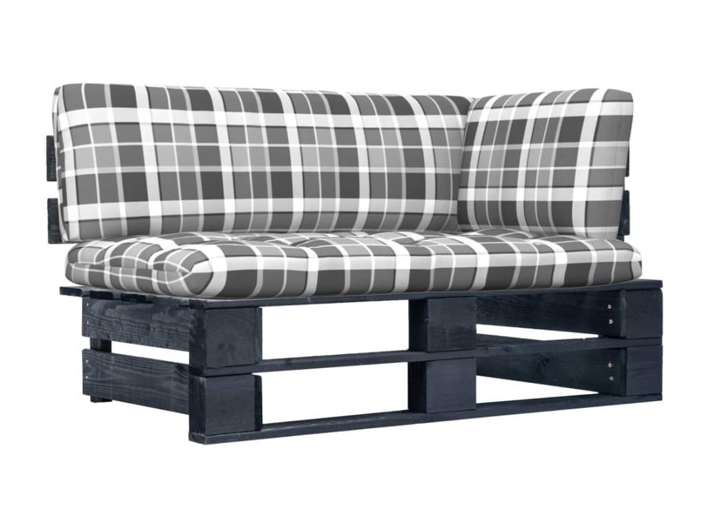 Black garden pallet corner sofa in impregnated pine wood 21513LZFT