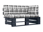 Black garden pallet corner sofa in impregnated pine wood 21513LZFT
