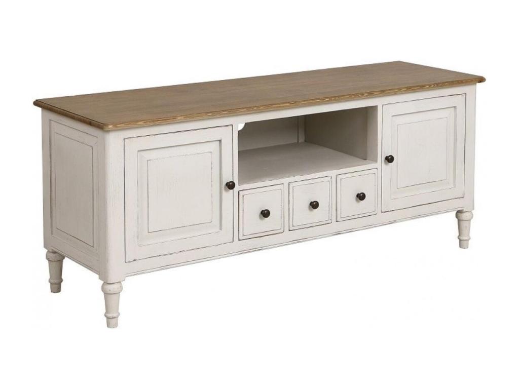 TV/HiFi Unit with Storage, White Wood - Bohometop 67639TAFT