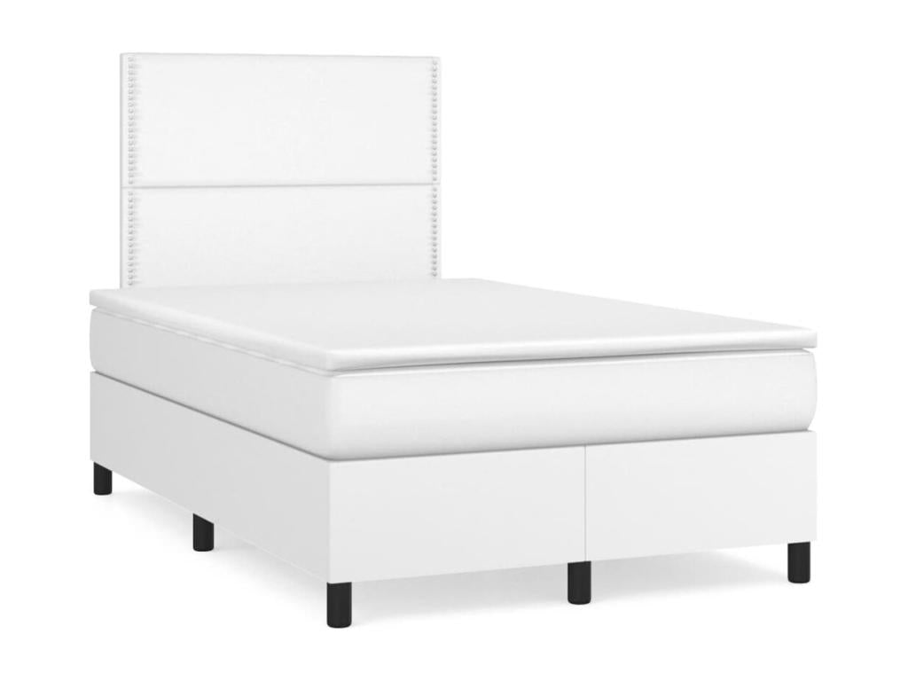 Bed base with LED light, white, 120x190 cm, faux leather