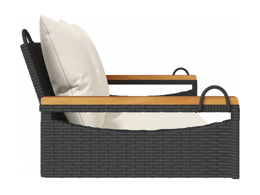 Swing chair with black cushions, 109x62x40 cm, woven resin, 23257JIAJ