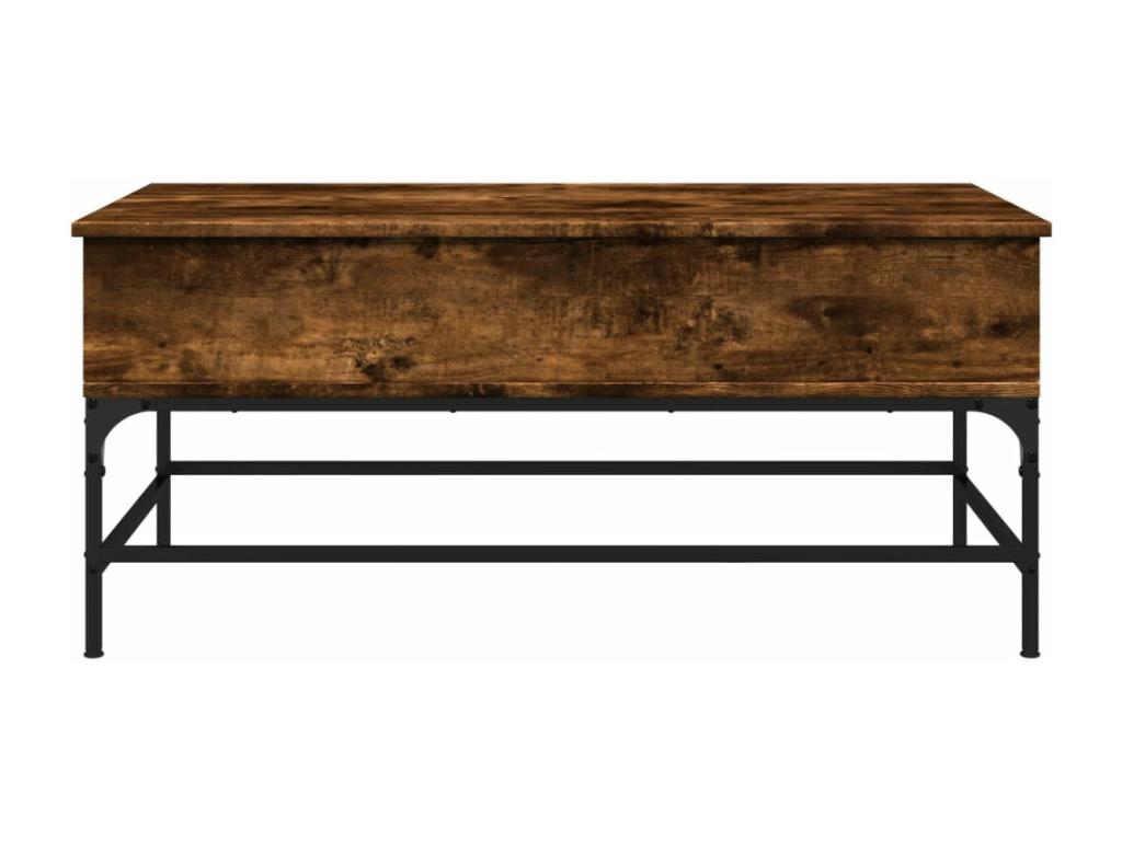 Smoked oak coffee table, 100x50x45 cm, engineered wood and metal