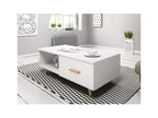Sweden wooden coffee table with drawer and niche - Matte white/Glossy white - W 110 cm 07571TIAN