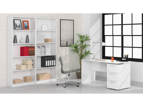 Bohometop Modern Desk Study Table with Chest of Drawers with 2 Drawers and 1 Door 138x60x74 cm White 80342LVDZ