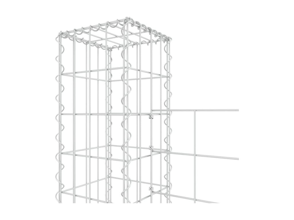 U-shaped gabion basket with 3 iron posts, 260x20x200 mm, 72092LGNF