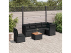 7-piece garden furniture set with cushions, black resin wicker 21504RTMI