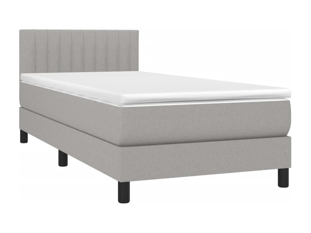 Upholstered bed base with mattress, light grey, 90x200 cm, fabric, 86750FDZN