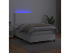 Bed base with LED light, white, 120x190 cm, faux leather