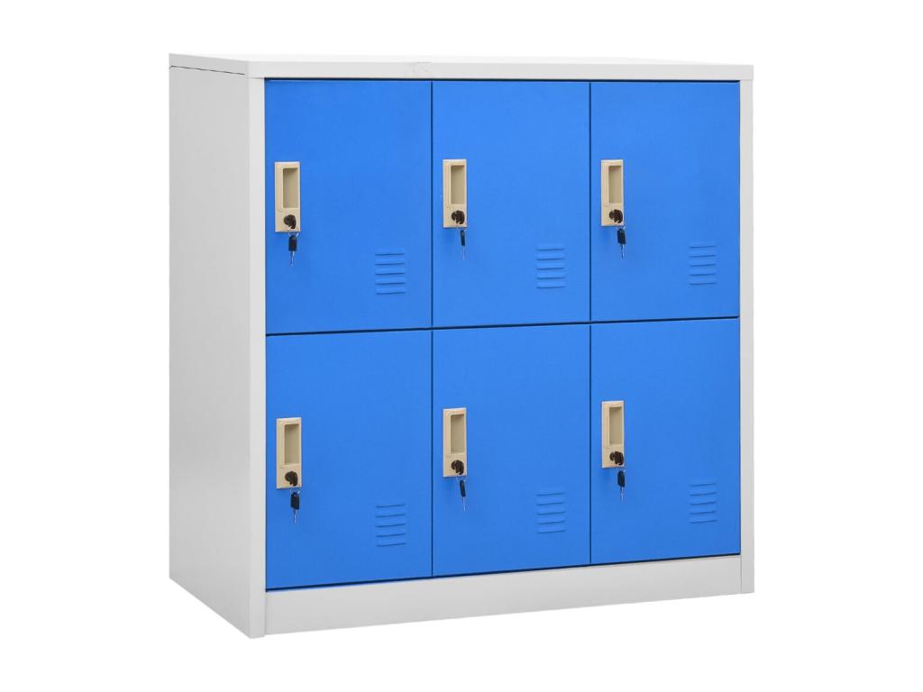 5-piece locker cabinets, light grey and blue, 90x45x92.5 cm, steel, 06443JDUQ