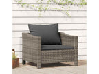 Garden armchair with cushion, grey woven resin, 63725SDDM