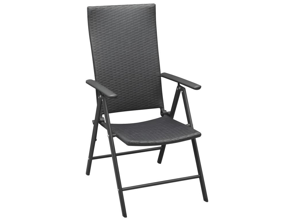 Garden chairs, set of 4, black wicker resin, 46493AGZB