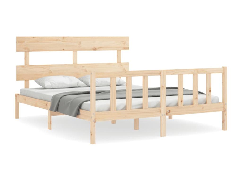 Bed frame with headboard 160x200 cm solid wood 74135KJGN