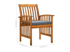 3-piece garden dining chairs and cushions, solid wood, Bohometop 16056ORPY