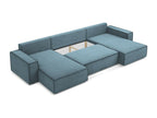 Panoramic corner sofa bed in textured fabric - light blue - Bohometop 22349WRBZ