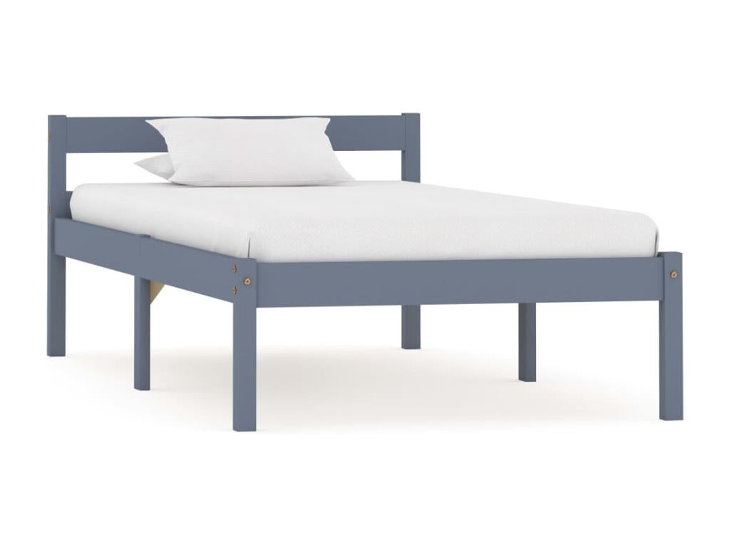 Grey bed frame, solid pine wood, 100x200 cm, 09967TFRV