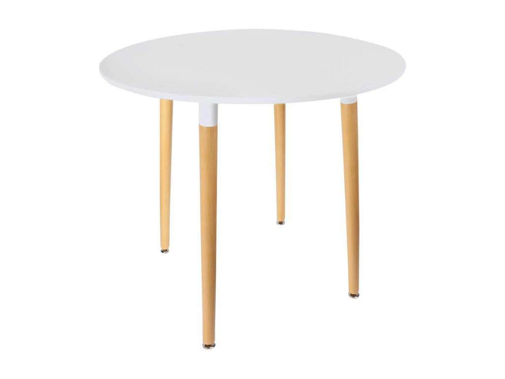Bohometop - Round White Table with Wood Effect Legs 31940KMCW