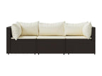 3-piece garden furniture set with brown resin wicker cushions 71391ERMP
