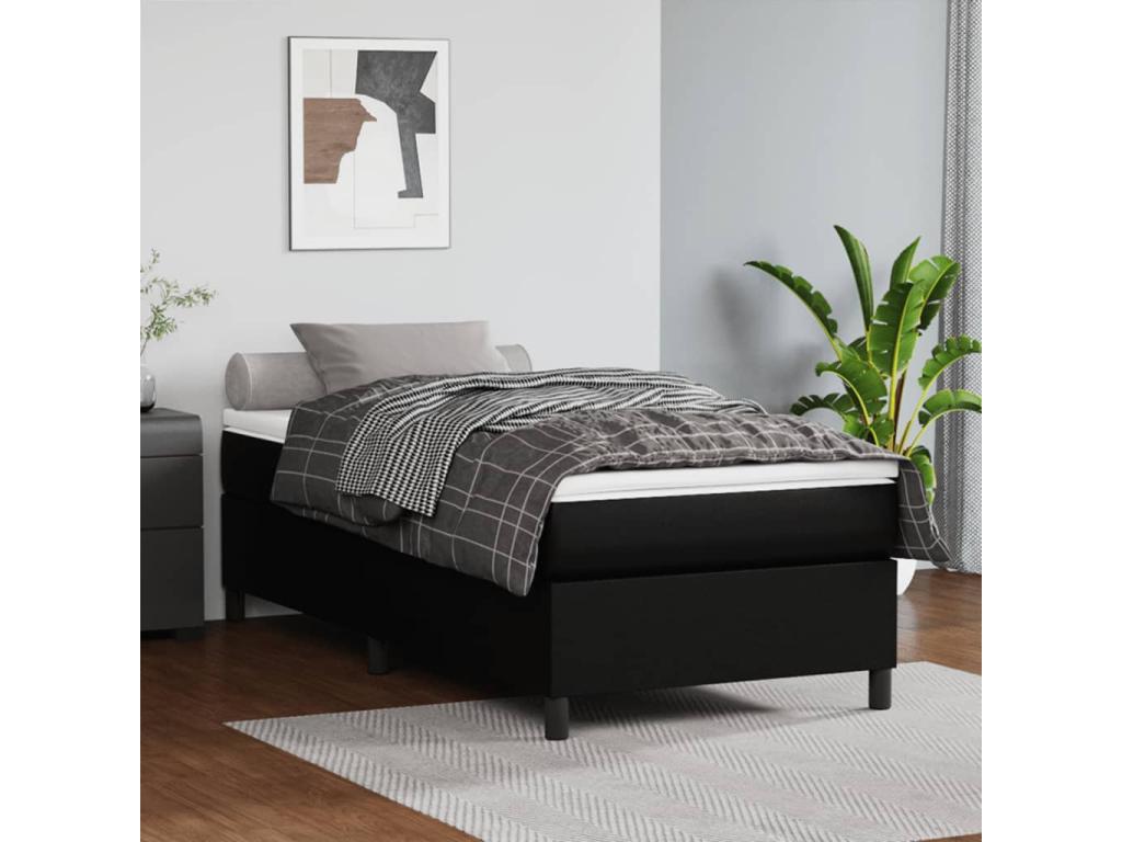 Black bed frame 90x190 Faux leather 11763QOWD