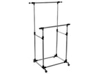 Double clothes rack in black stainless steel - Dimensions: W 88/150 x D 66 x H 96/163cm 04182XKHV