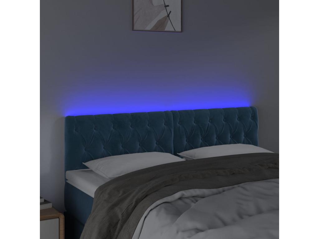 Dark Blue LED Headboard 144x7x78/88 cm Velvet 64240RWRD