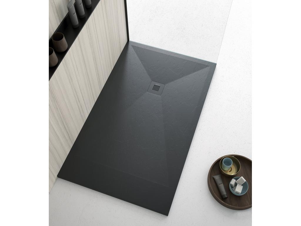 Anthracite shower tray with slate finish, Nidchicshop colored grate - 120x90 cm 83859YRQZ