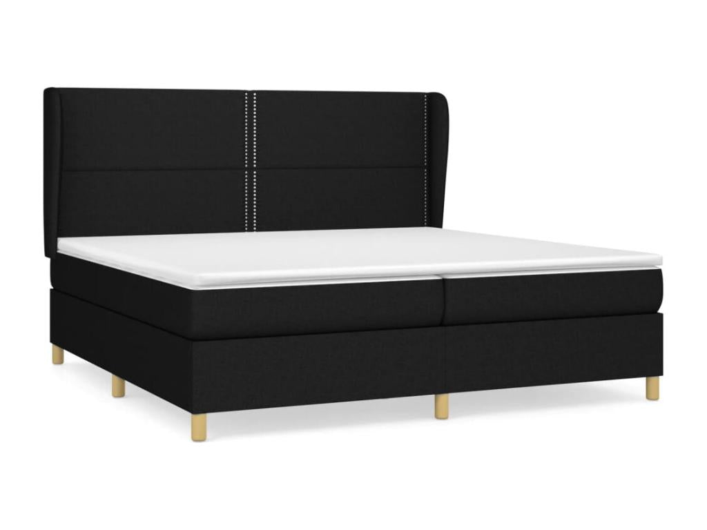 Upholstered bed base with mattress, black, 200x200 cm, fabric, 18706MNVV