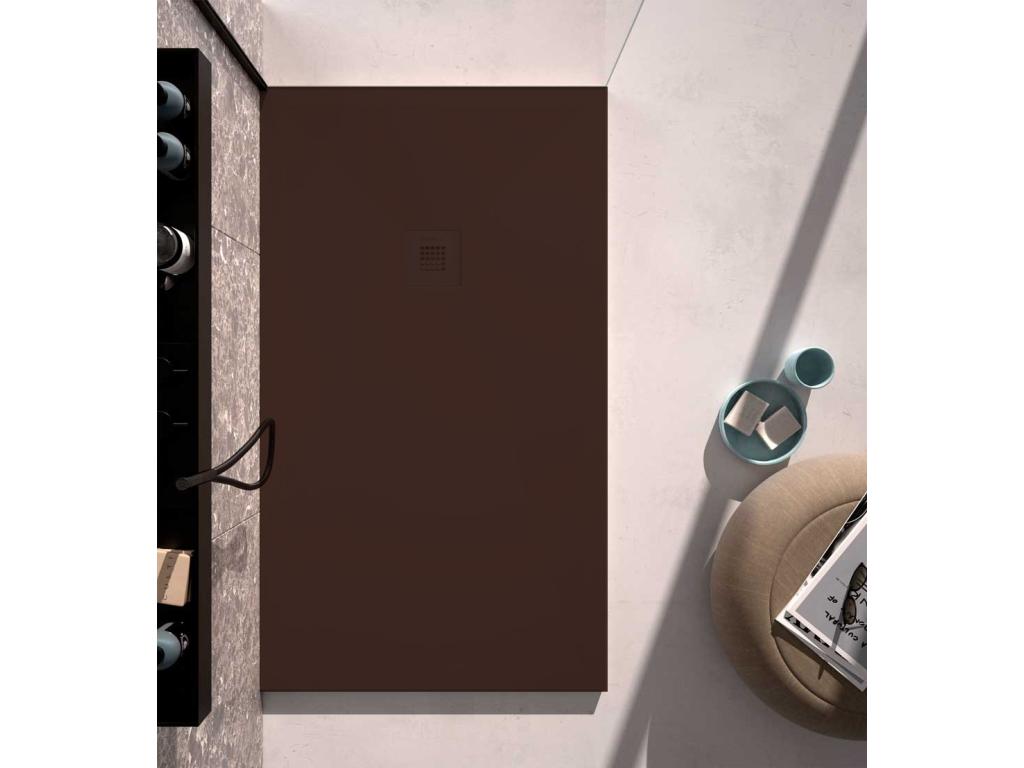 Bohometop smooth chocolate shower tray with colored grid - 130x90 cm 59856YAFH