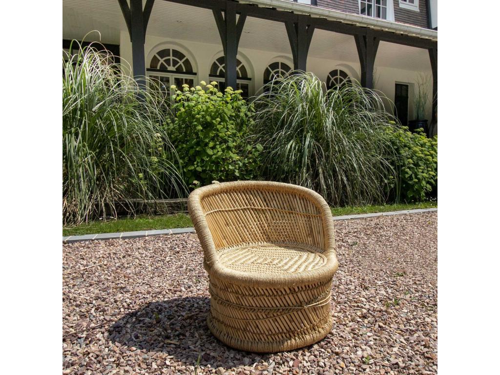 Bohometop - Low Pouf with Backrest in Braided Bohometop 15479PKKP