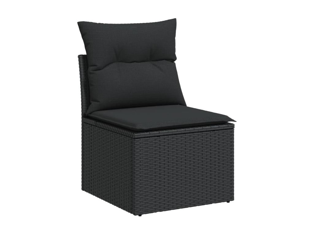 7-piece garden furniture set with cushions, black resin wicker 21504RTMI