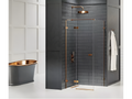 Brushed copper shower enclosure 100x120cm, left-hand pivot, Nidchicshop, front access 40257YZKE