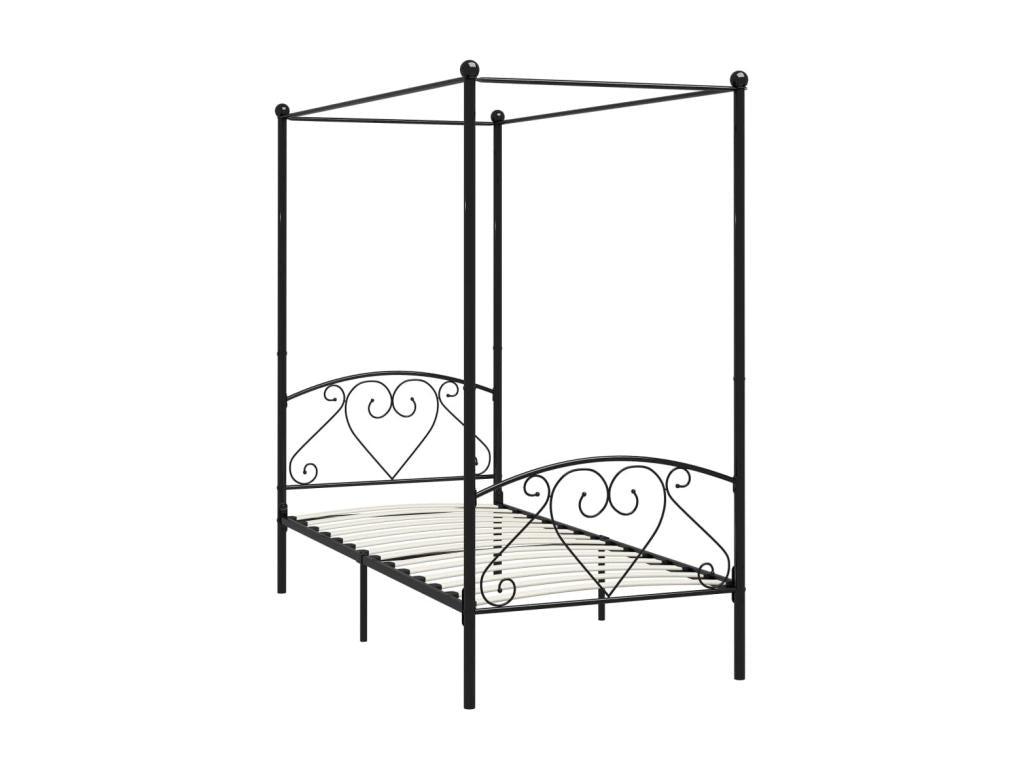 Black Metal Canopy Bed Frame 90x200 cm 28550PCFU