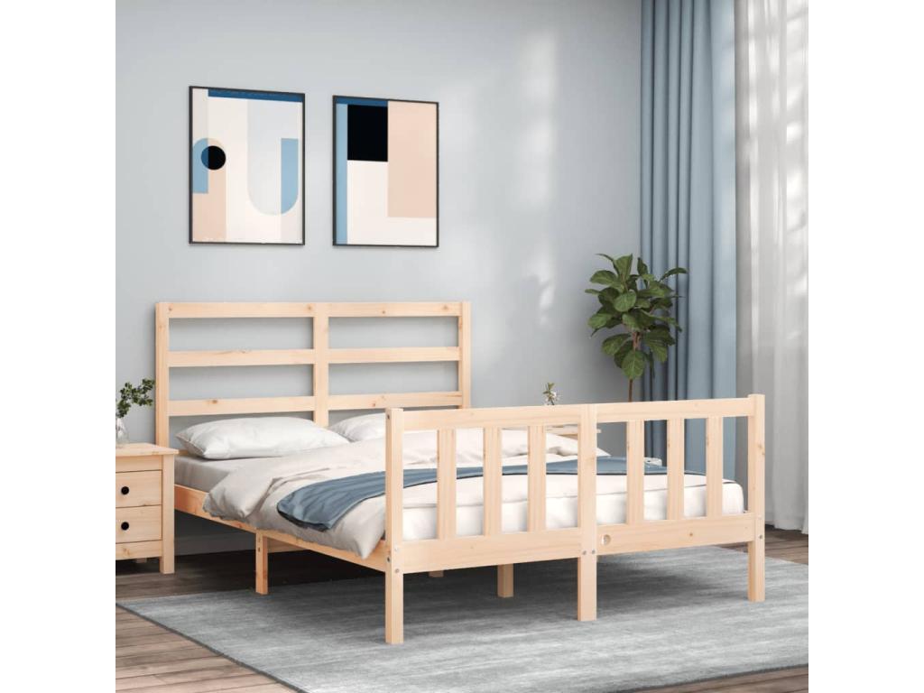 Bed frame without mattress 140x200 cm solid pine wood 57568RWTU