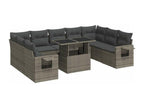 Garden furniture set with cushions, 10 pieces, grey woven resin, 65197NJAT